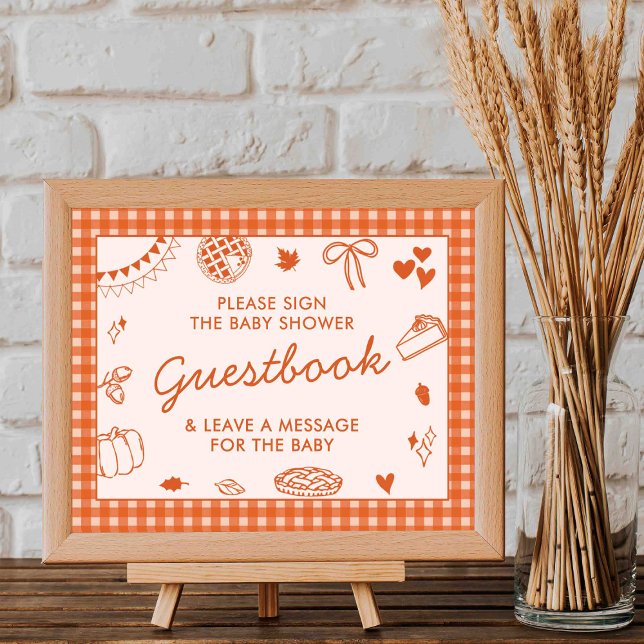 Poster Little Cutie Pie! Fall Baby Shower Guestbook Sign (Créateur téléchargé)