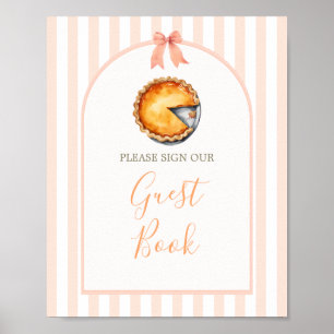 Poster Little Cutie Pie Orange En vichy livre d'hôtes