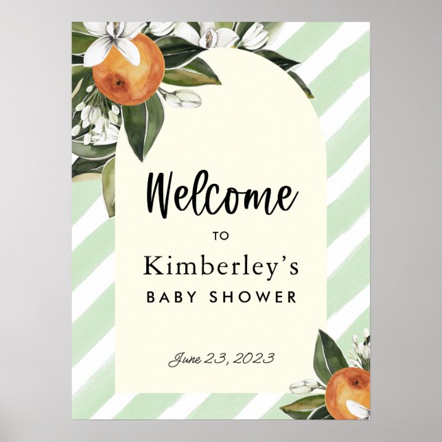 Poster Little Cutie sur le chemin Orange Baby shower Bien (Devant)