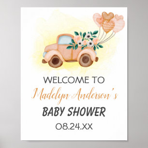 Poster Little Cuties Vintage Truck Triplé Baby shower
