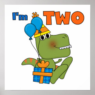 Poster Little Dino 2e Anniversaire Tshirts et cadeaux