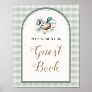 Poster Little Duckling En vichy Baby shower Livre d'invit