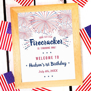 Poster Little Firecracker 4 juillet 1er anniversaire