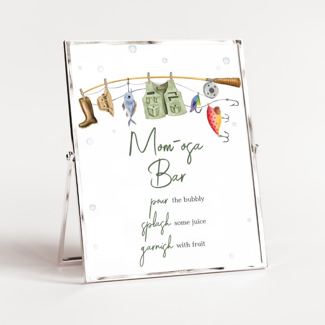 Poster Little Fisherman Baby shower Mom Osa Bar (Boho Fisherman Baby Shower Mom Osa Bar Sign)