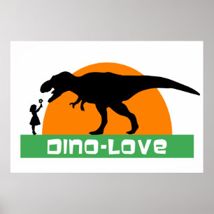 Poster Little girl and dinosaur