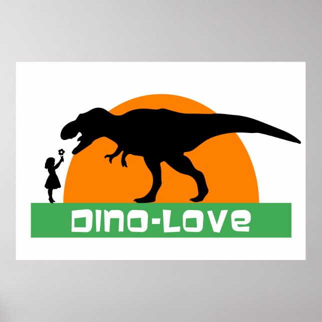 Poster Little girl and dinosaur (Devant)
