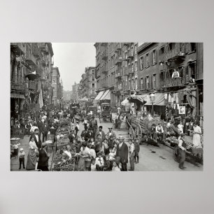 Poster Little Italy - Mulberry Street - New York 1900