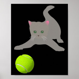Poster Little Kitten Jouant Avec Un Chat Byll De Tennis