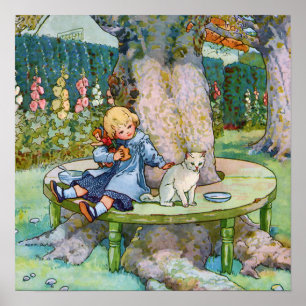 Poster Little Kitty and Child from Mother Goose