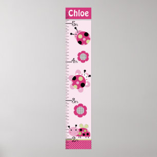 Poster Little Ladybugs Girl Growth Chart Gardez à 8x44!