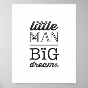 Poster Little Man Big Dreams Classic Boy Baby Nursery Art