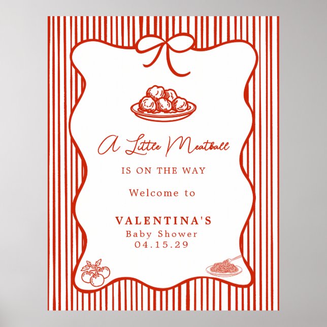 Poster Little Meatball Italian Theme Baby Shower  (Devant)