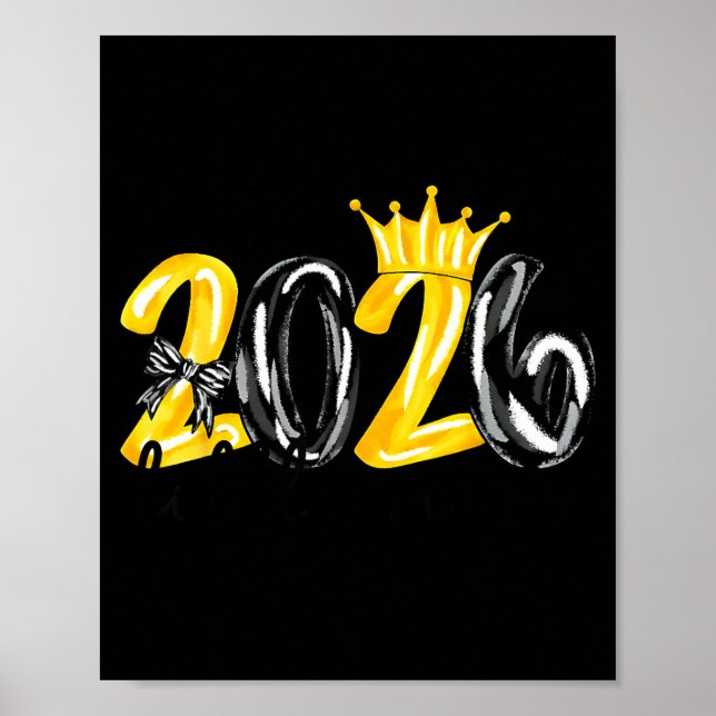 Poster Little Miss 2026 Coquette Bow Crown Happy New Year (Devant)