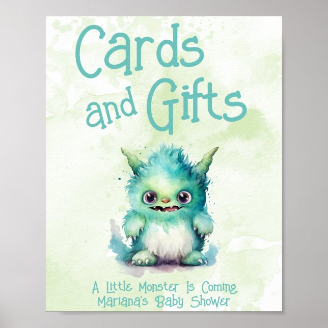 Poster Little Monster Boy Baby shower Cartes et cadeaux (Devant)