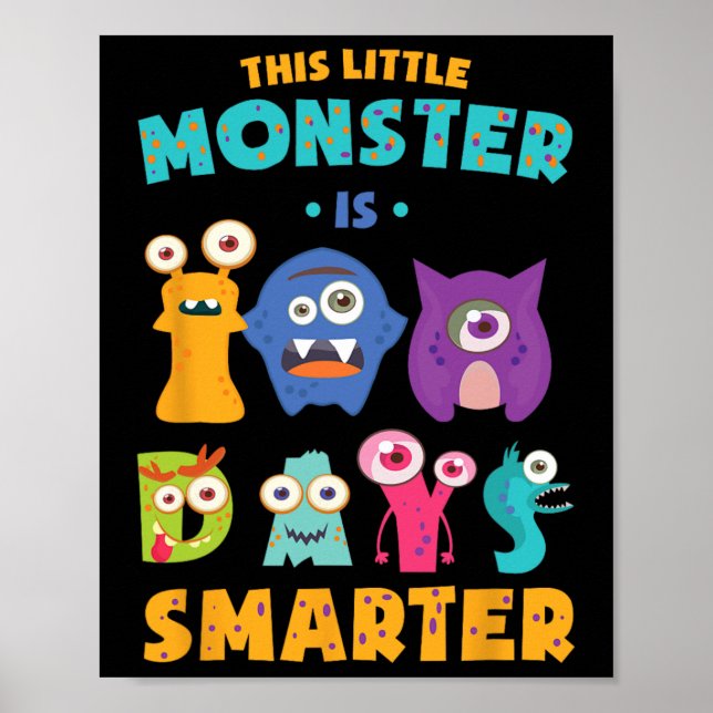 Poster Little Monster Est 100 Jours Smarter School Kids L (Devant)