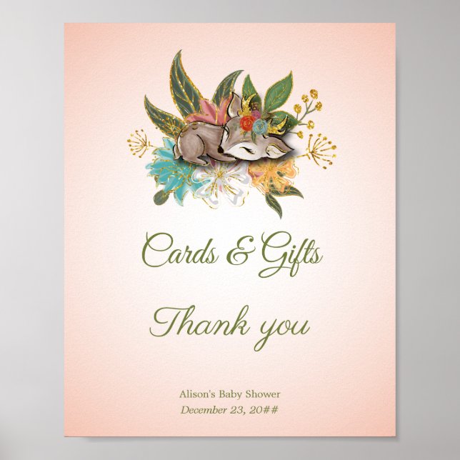 Poster Little Oh Baby Deer Forêt magique Bois Animaux (Devant)