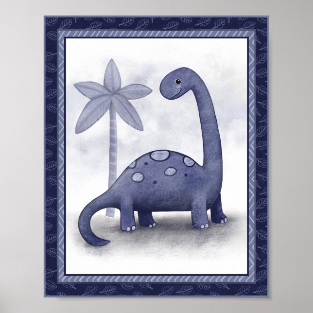Poster Little Roar Dinosaur - Brachiosaurus Nursery Art (Devant)