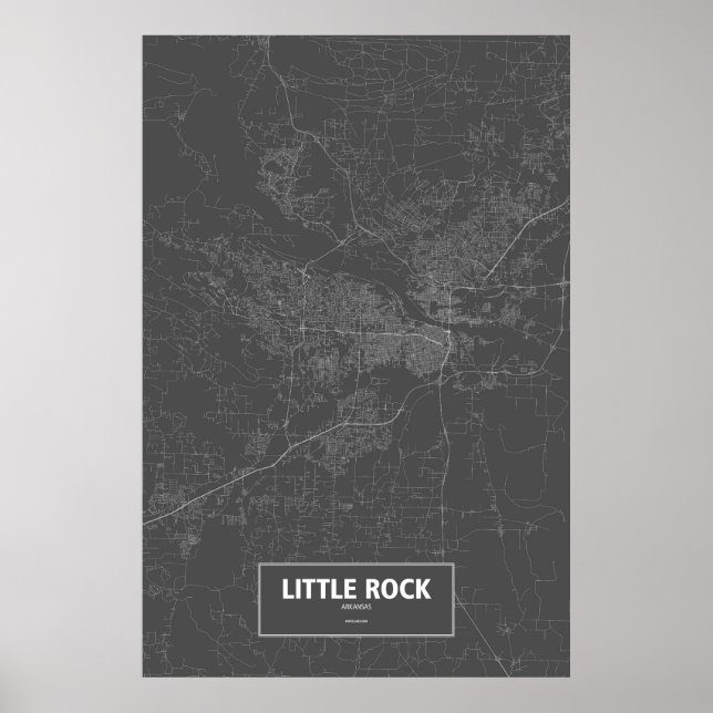 Poster Little Rock, Arkansas (blanc sur noir) (Devant)