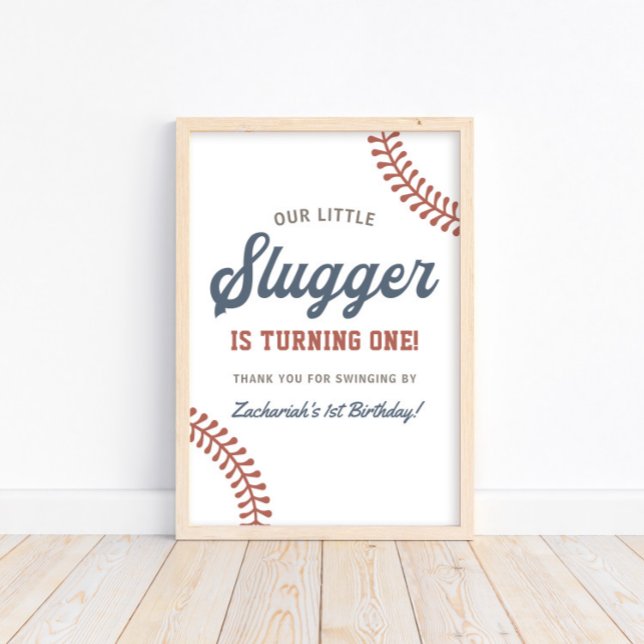 Poster Little Slugger Baseball Boys 1ère fête d'anniversa (Créateur téléchargé)