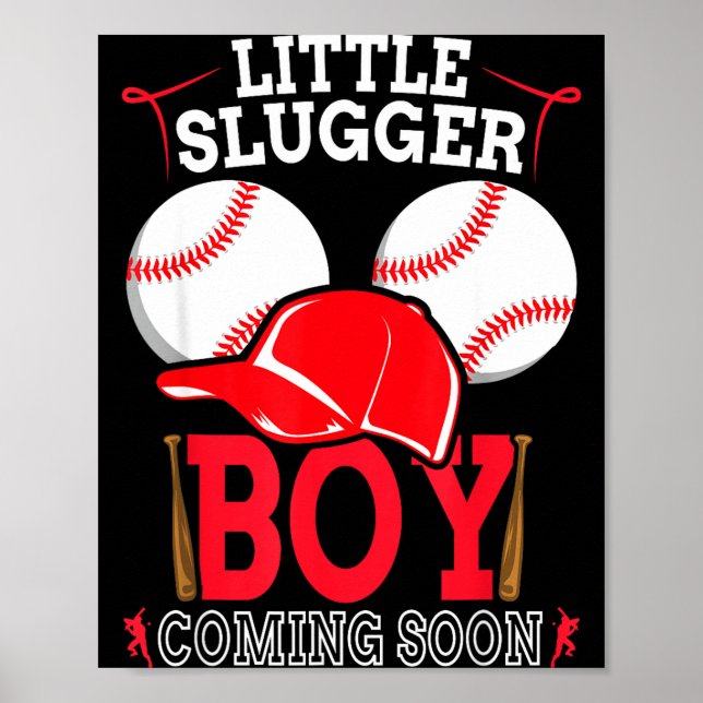 Poster Little Slugger Boy Coming Soon Baby Announcement B (Devant)