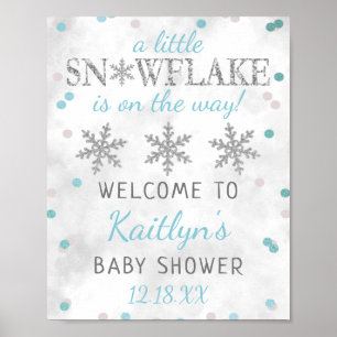 Poster Little Snowflake Boys Baby shower d'hiver Bienvenu