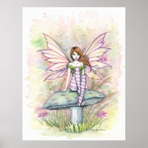 Poster Little Spring Fae Fairy Watercolor Illustration