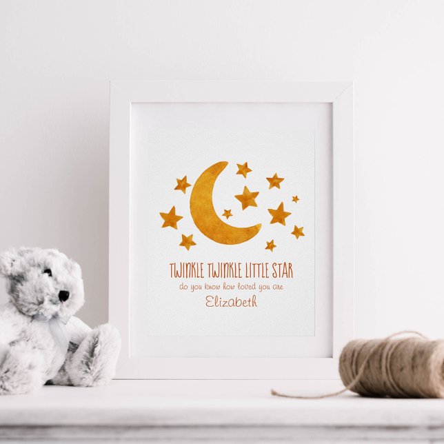 Poster Little Star Name Moon & Star Aquarelle Whimsical (Créateur téléchargé)