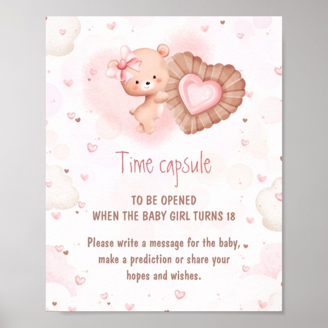 Poster Little Sweetie Pink Baby Shower Game Time Capsule  (Devant)
