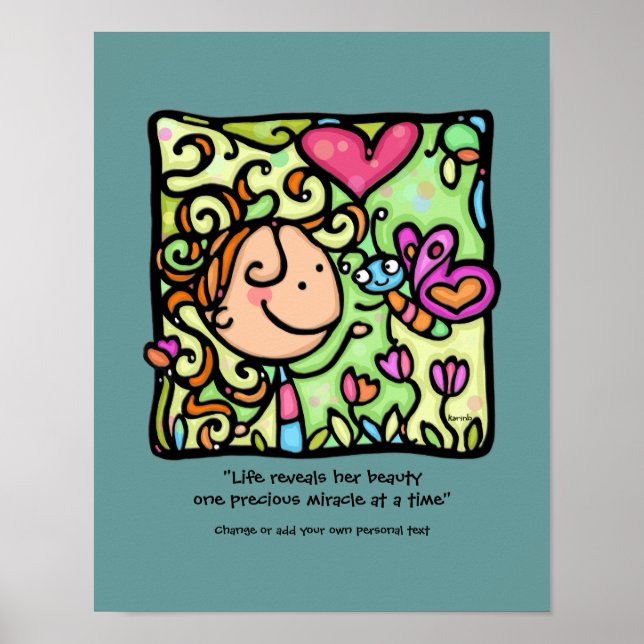 Poster LittleGirlie aime son papillon.Impression personna (Devant)