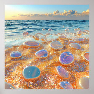 Poster 🌊 Littoral Bord de Mer Sable Galets Calme Nature