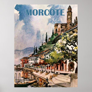 Poster Littoral de Morcote, lac Lugano, Suisse