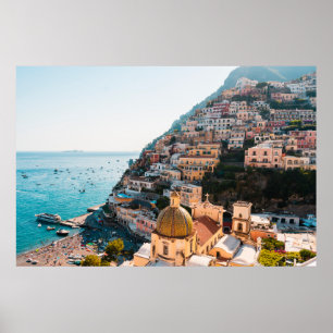 Poster Littoral   Positano Italie, Village de Cliffside