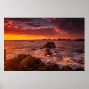 Poster Littoral Sunset Pacific Grove Carmel California