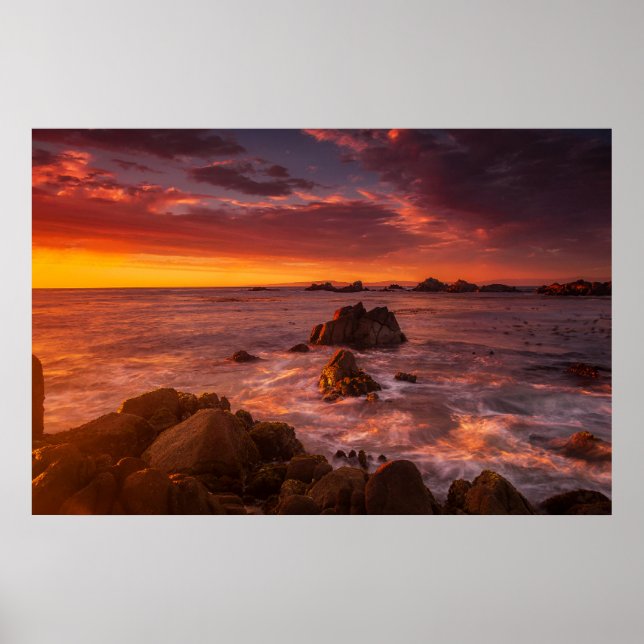 Poster Littoral | Sunset Pacific Grove Carmel California (Devant)