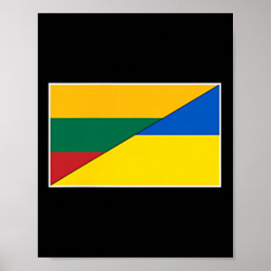 Poster Lituanie Drapeau Ukraine Lituanien Ukrainien Natio