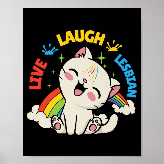 Poster Live Lauder Drapeau Lesbien Rainbow Pride Mois Ki (Devant)