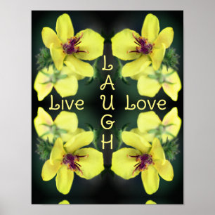 Poster Live Laugh Love Fleur sauvage Inspirational Abstra
