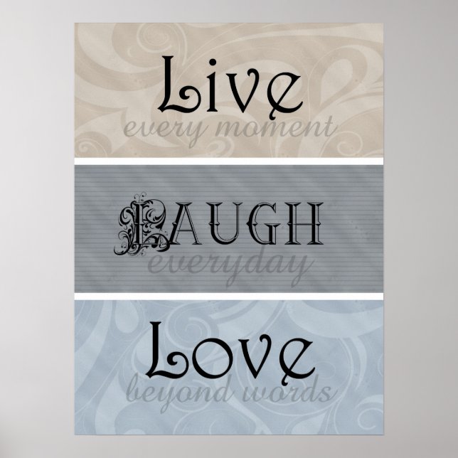 Poster Live Laugh Love Neutrals (Devant)