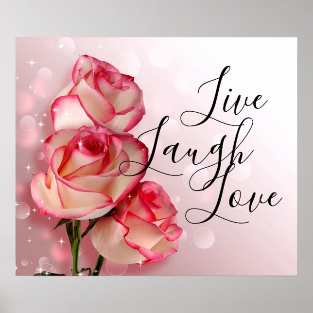 Poster Live Laugh Love Roses (Devant)