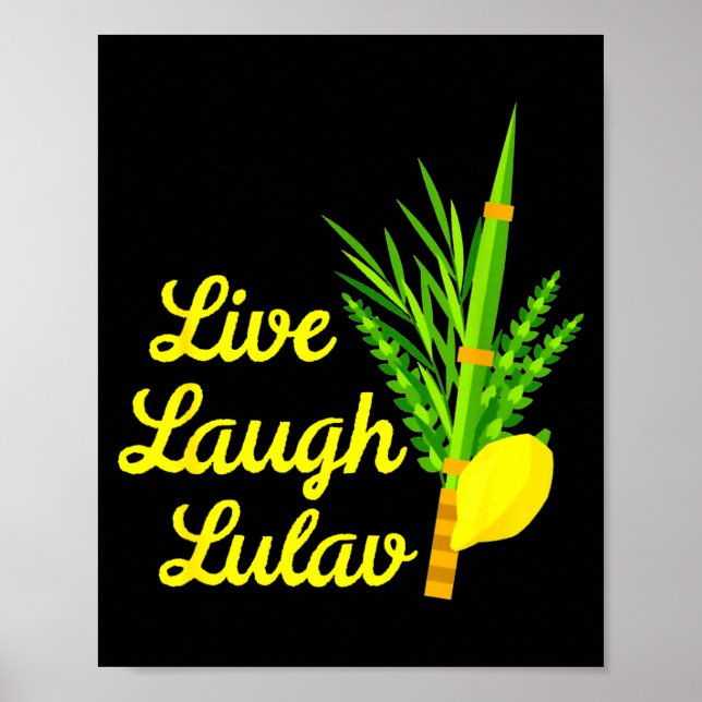 Poster Live Laugh Lulav Etrog Happy Sukkot Jewish Sukkah  (Devant)