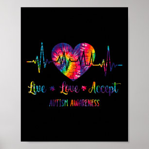 Poster Live Love Accepter Sensibilisation sur l'autisme T