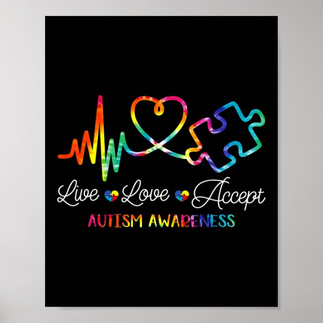 Poster Live Love Accepter Sensibilisation sur l'autisme T (Devant)