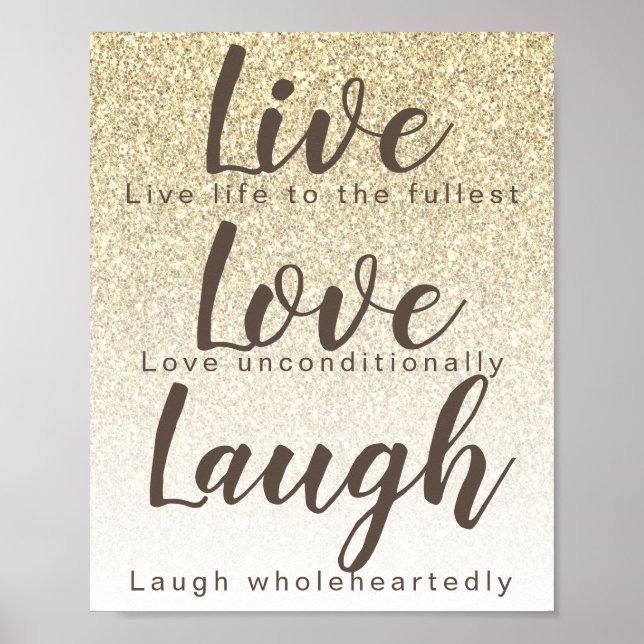 Poster Live Love Laugh Girly Gold Parties scintillant Typ (Devant)