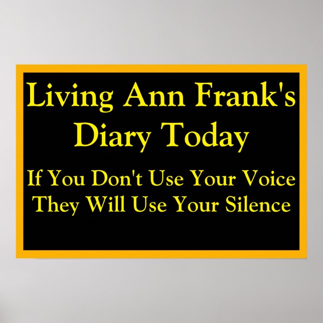 Poster Living Ann Frank's Diary Speak Up (Devant)