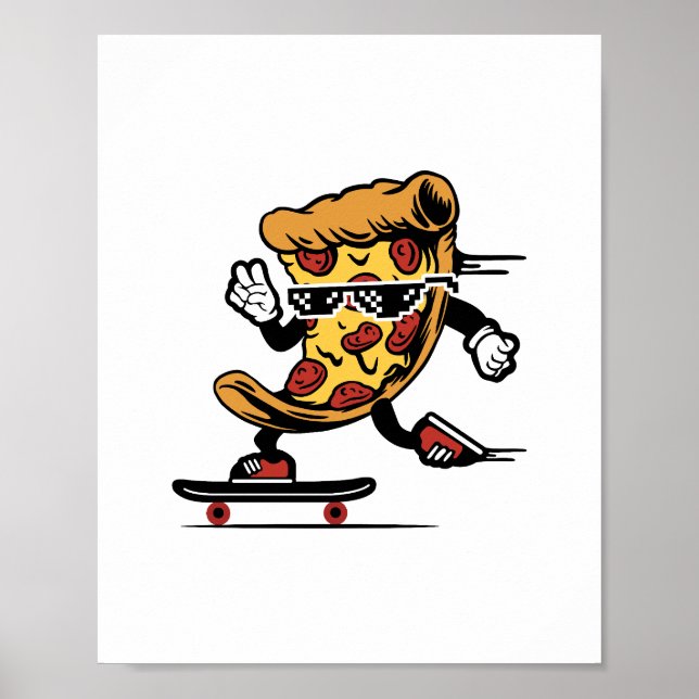 Poster Livraison de pizza, Funny Pizza Skateboard (Devant)