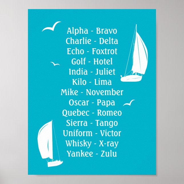 Poster Livraison internationale de bateaux Alphabet Phoné (Devant)