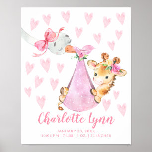 Poster Livraison spéciale cigogne Giraffe Baby Stats de n
