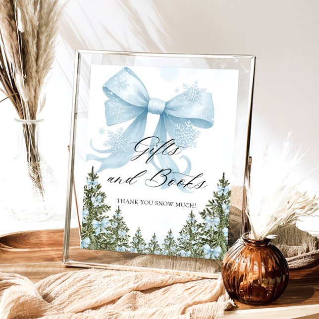 Poster Livre cadeau Baby shower d'hiver Blue Bow (Créateur téléchargé)