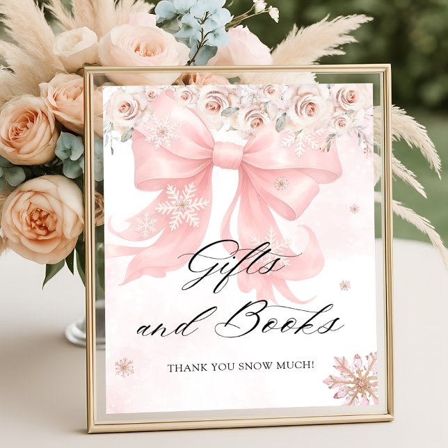 Poster Livre cadeau Baby shower d'hiver Pink Bow (Créateur téléchargé)