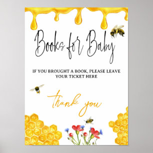 Poster Livre d'abeilles à la mode pour Baby shower